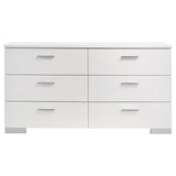 Felicity Glossy White 4-Piece Queen Bedroom Set with LED Headboard and Mirror by Coaster at Eve Furniture