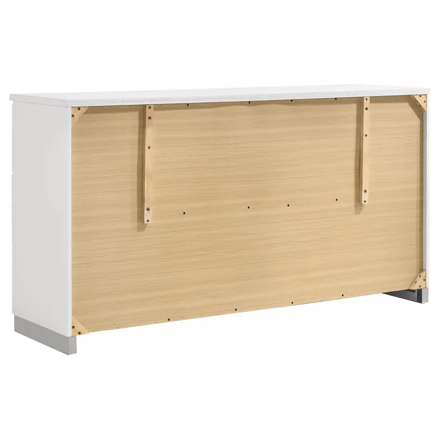 Felicity Glossy White 4-Piece Queen Bedroom Set with LED Light Headboard by Coaster at Eve Furniture