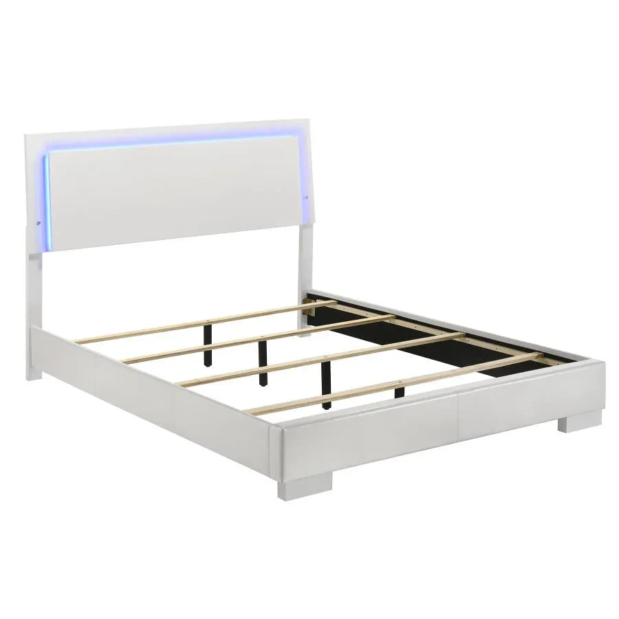 Felicity Glossy White 4-Piece Queen Bedroom Set with LED Light Headboard by Coaster at Eve Furniture