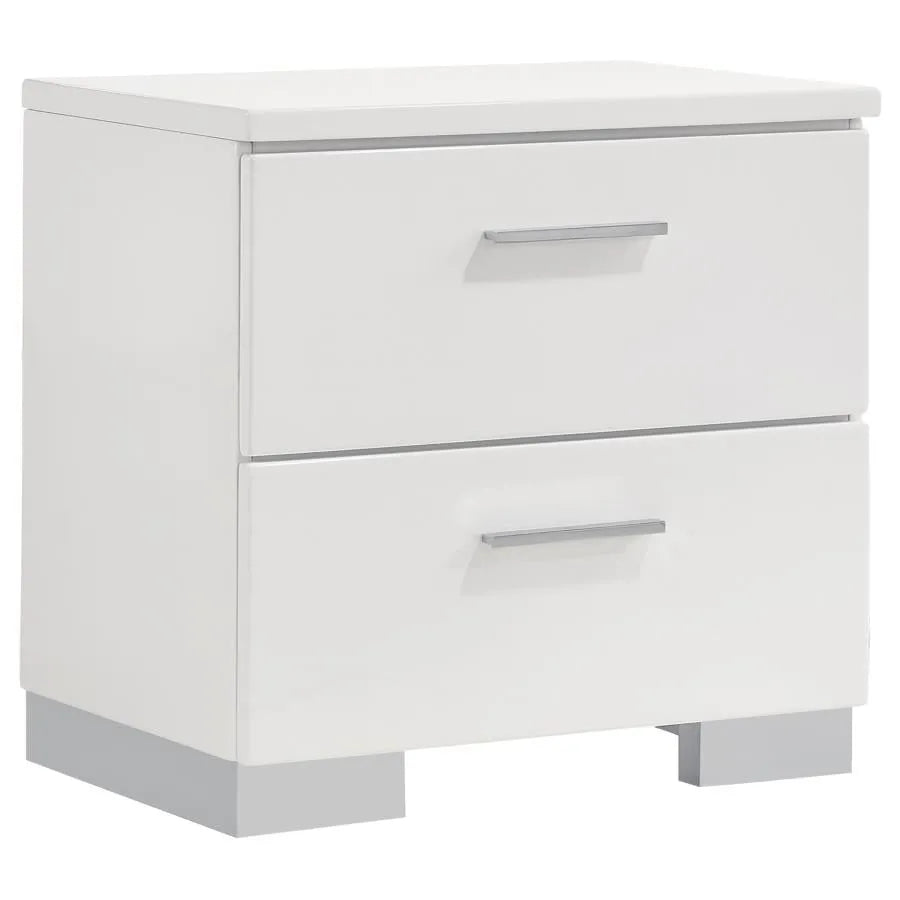 Felicity Glossy White 4-Piece Queen Bedroom Set with LED Light Headboard by Coaster at Eve Furniture