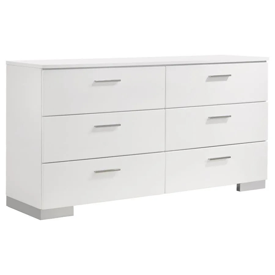 Felicity Glossy White 4-Piece Queen Bedroom Set with LED Light Headboard by Coaster at Eve Furniture
