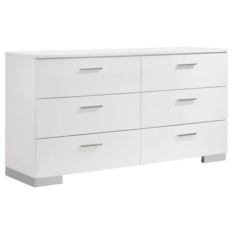 Felicity Glossy White 4-Piece Queen Bedroom Set with LED Light Headboard by Coaster at Eve Furniture