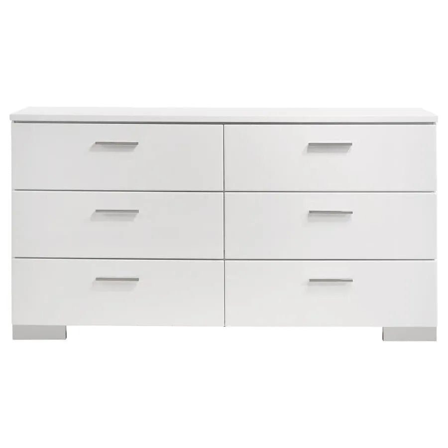 Felicity Glossy White 4-Piece Queen Bedroom Set with LED Light Headboard by Coaster at Eve Furniture