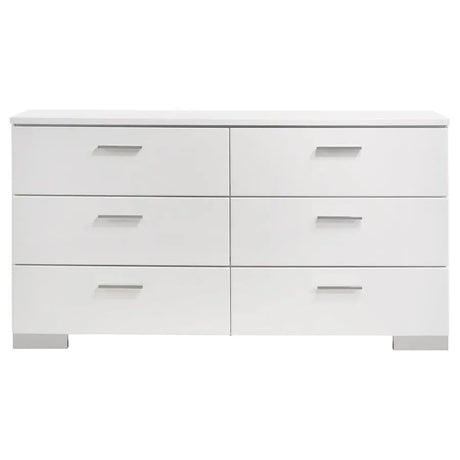 Felicity Glossy White 4-Piece Queen Bedroom Set with LED Light Headboard by Coaster at Eve Furniture