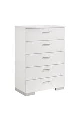 Felicity Glossy White 5-Drawer Chest by Coaster at Eve Furniture