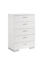 Felicity Glossy White 5-Drawer Chest by Coaster at Eve Furniture