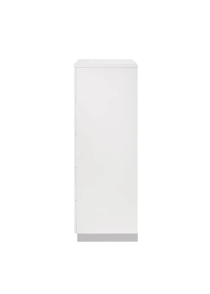 Felicity Glossy White 5-Drawer Chest by Coaster at Eve Furniture