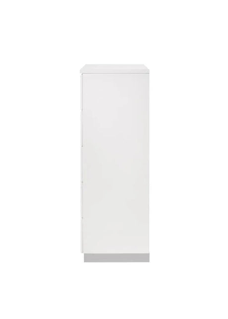 Felicity Glossy White 5-Drawer Chest by Coaster at Eve Furniture