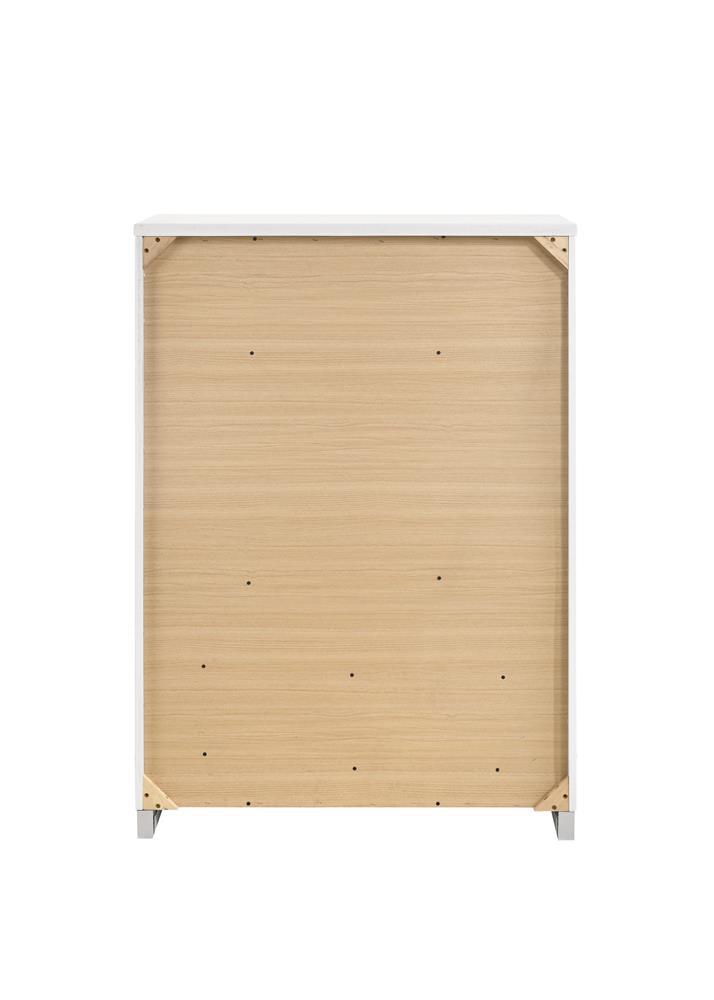 Felicity Glossy White 5-Drawer Chest by Coaster at Eve Furniture