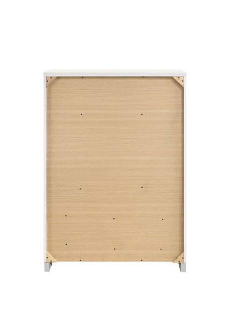 Felicity Glossy White 5-Drawer Chest by Coaster at Eve Furniture