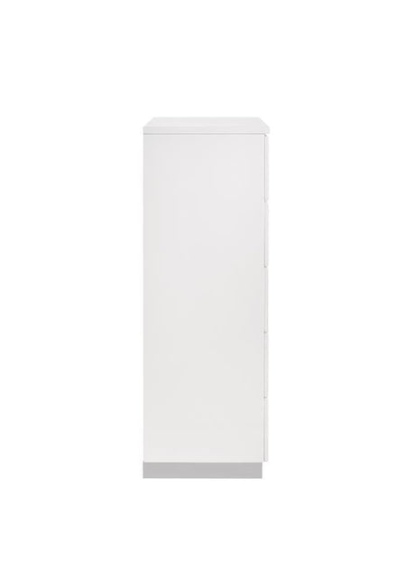 Felicity Glossy White 5-Drawer Chest by Coaster at Eve Furniture