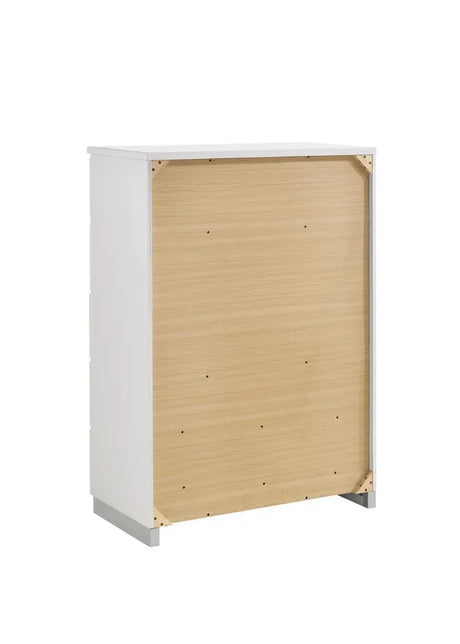 Felicity Glossy White 5-Drawer Chest by Coaster at Eve Furniture