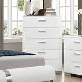 Felicity Glossy White 5-Drawer Chest by Coaster at Eve Furniture