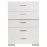 Felicity Glossy White 5-Piece Twin Bedroom Set with LED Lighting by Coaster at Eve Furniture