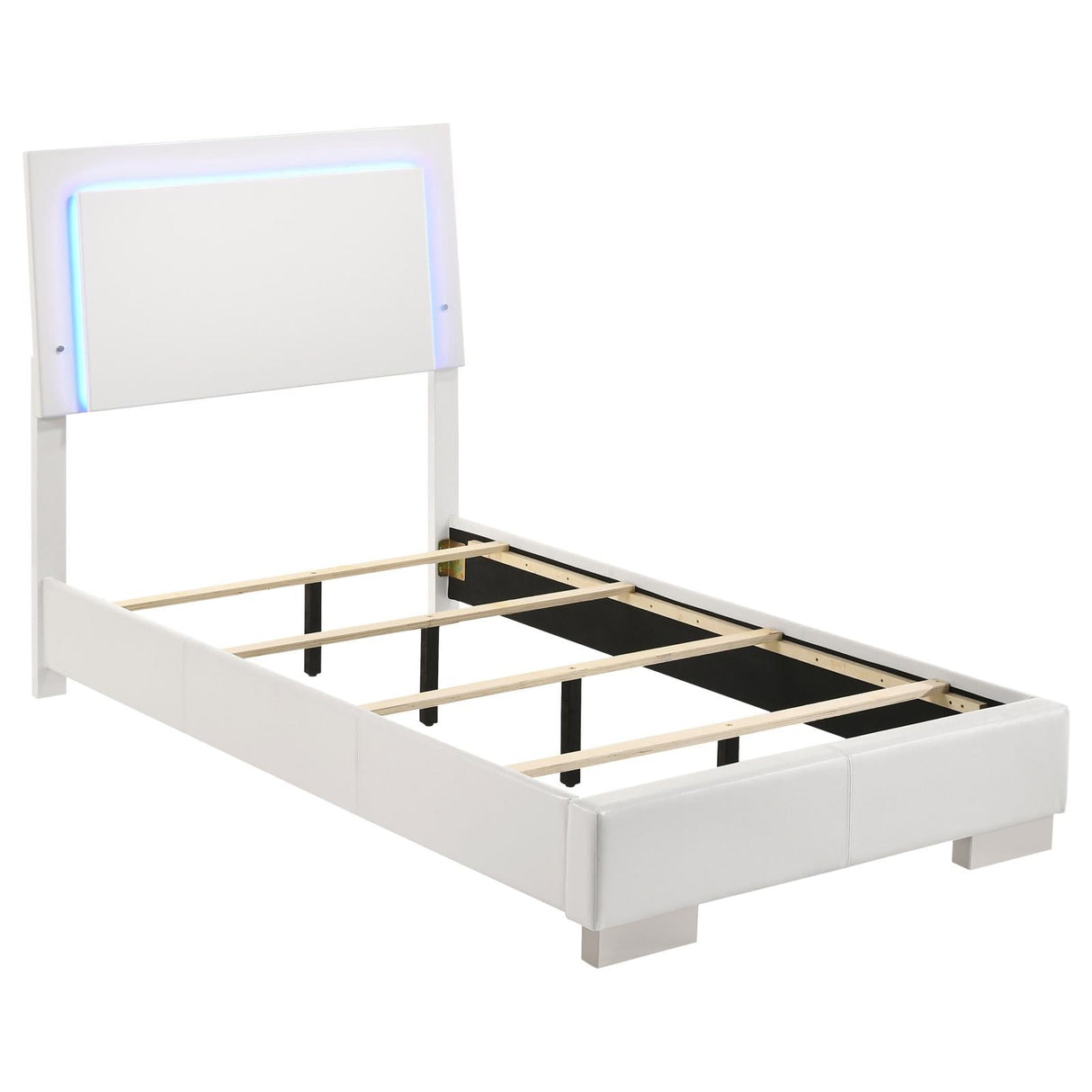 Felicity Glossy White 5-Piece Twin Bedroom Set with LED Lighting by Coaster at Eve Furniture