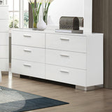 Felicity Glossy White 6-Drawer Dresser by Coaster at Eve Furniture