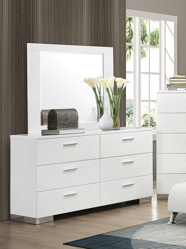 Felicity Glossy White 6-Drawer Dresser by Coaster at Eve Furniture