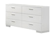 Felicity Glossy White 6-Drawer Dresser by Coaster at Eve Furniture