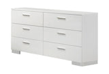 Felicity Glossy White 6-Drawer Dresser by Coaster at Eve Furniture