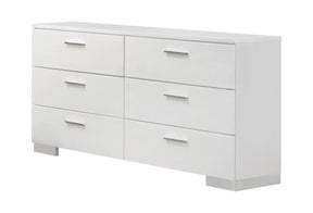 Felicity Glossy White 6-Drawer Dresser by Coaster at Eve Furniture