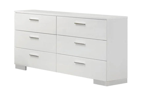 Felicity Glossy White 6-Drawer Dresser by Coaster at Eve Furniture
