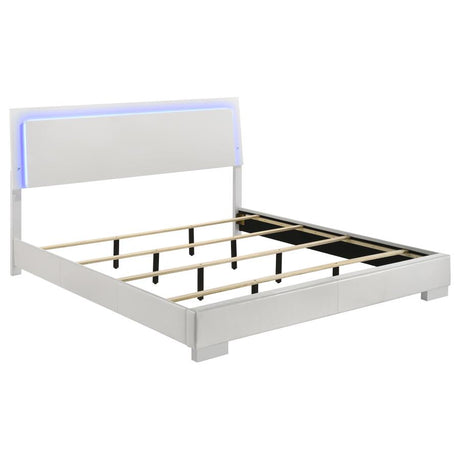 Felicity Glossy White 6-Piece Eastern King Bedroom Set with Plank Headboard by Coaster at Eve Furniture