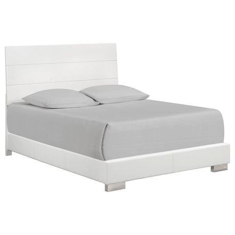 Felicity Glossy White 6-Piece King Bedroom Set with LED Bed Headboard by Coaster at Eve Furniture