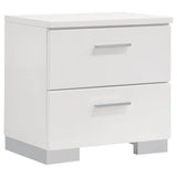 Felicity Glossy White 6-Piece Queen Bedroom Set with Plank Headboard by Coaster at Eve Furniture