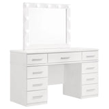 Felicity Glossy White 9-Drawer Vanity Desk with Lighted Mirror by Coaster at Eve Furniture
