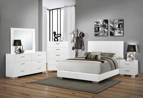 Felicity Glossy White California King Panel Bed by Coaster at Eve Furniture