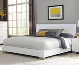 Felicity Glossy White California King Panel Bed with LED Lighting by Coaster at Eve Furniture