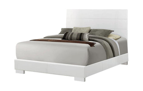 Felicity Glossy White Eastern King Panel Bed by Coaster at Eve Furniture
