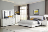 Felicity Glossy White Eastern King Panel Bed with LED Lighting by Coaster at Eve Furniture