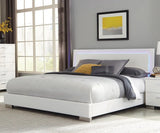 Felicity Glossy White Eastern King Panel Bed with LED Lighting by Coaster at Eve Furniture