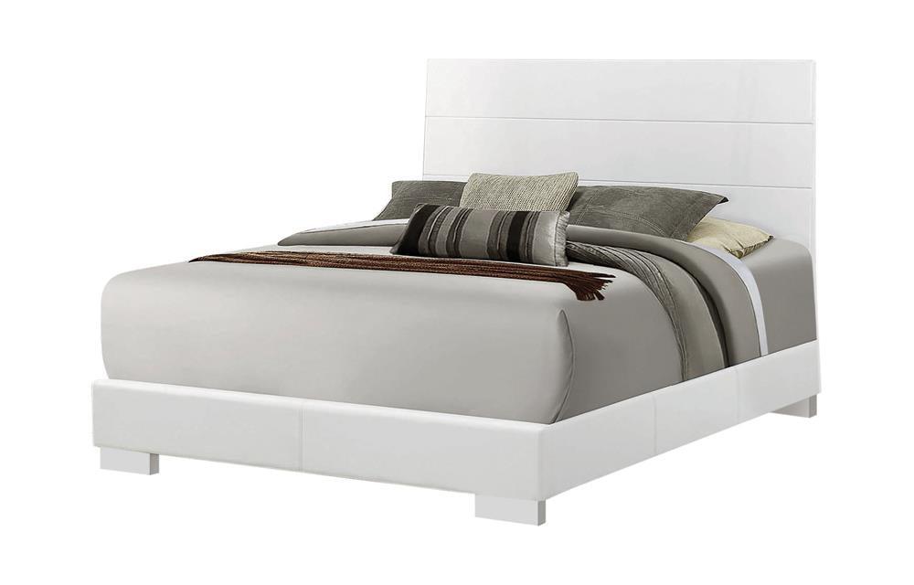 Felicity Glossy White Queen Panel Bed by Coaster at Eve Furniture