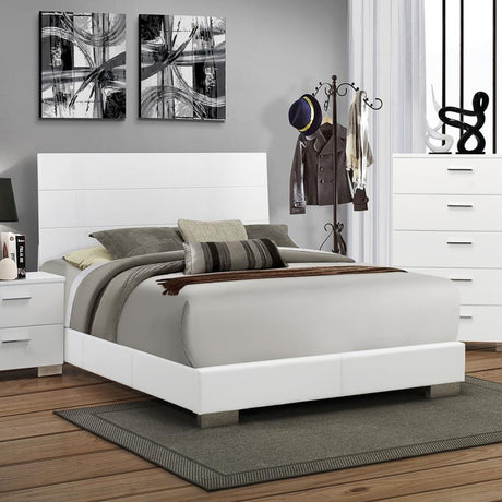 Felicity Glossy White Queen Panel Bed by Coaster at Eve Furniture