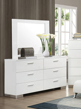 Felicity Glossy White Rectangle Dresser Mirror by Coaster at Eve Furniture