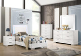 Felicity Glossy White Twin Panel Bed with LED Lighting by Coaster at Eve Furniture