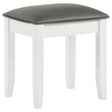 Felicity Metallic/Glossy White Upholstered Vanity Stool by Coaster at Eve Furniture