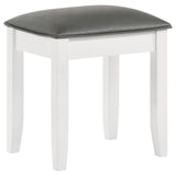 Felicity Metallic/Glossy White Upholstered Vanity Stool by Coaster at Eve Furniture