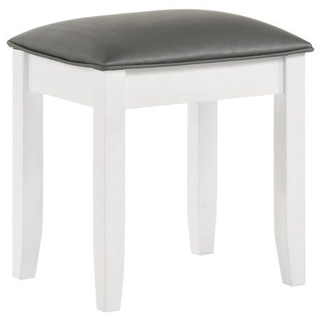 Felicity Metallic/Glossy White Upholstered Vanity Stool by Coaster at Eve Furniture