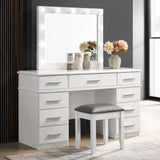 Felicity Metallic/Glossy White Upholstered Vanity Stool by Coaster at Eve Furniture