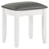 Felicity Metallic/Glossy White Upholstered Vanity Stool