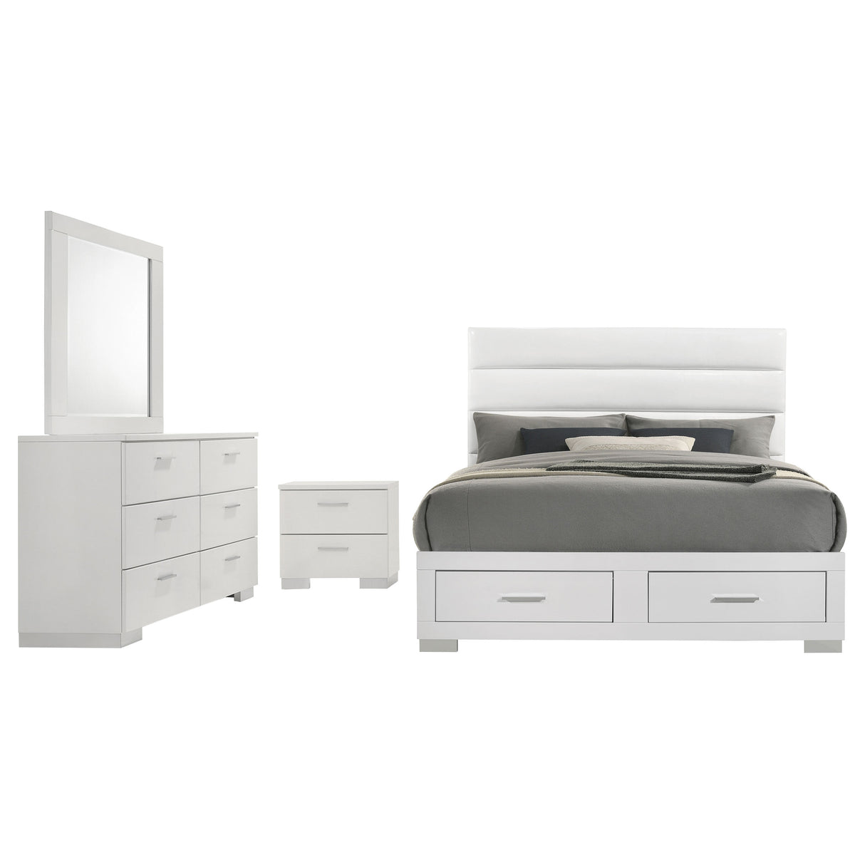Felicity White 4-Piece California King Platform Bedroom Set by Coaster at Eve Furniture