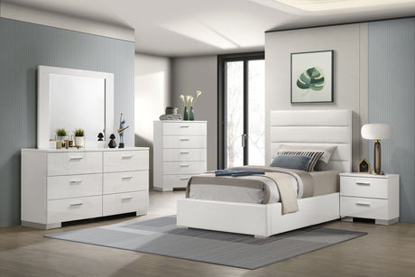 Felicity White 53-inch Upholstered Twin Platform Bed by Coaster at Eve Furniture
