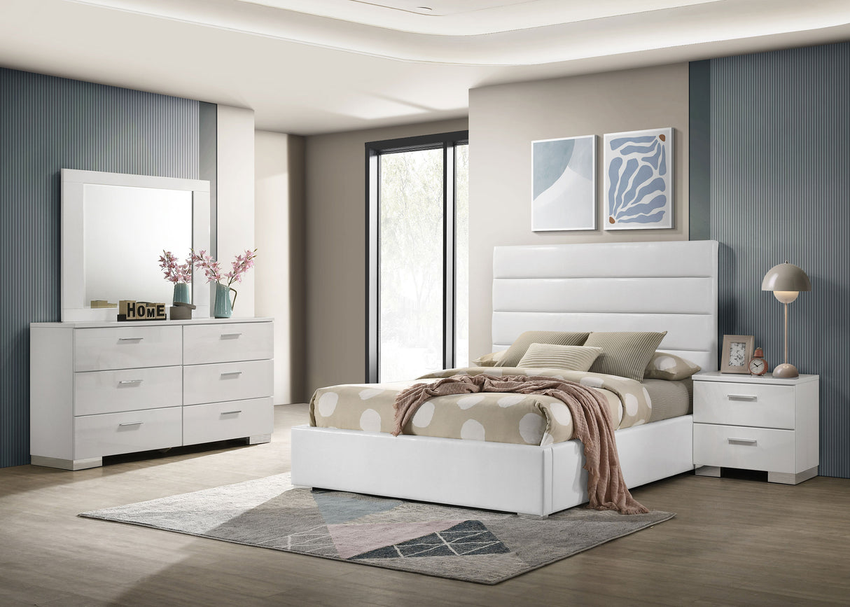 Felicity White High Gloss 4-Piece Full Bedroom Set