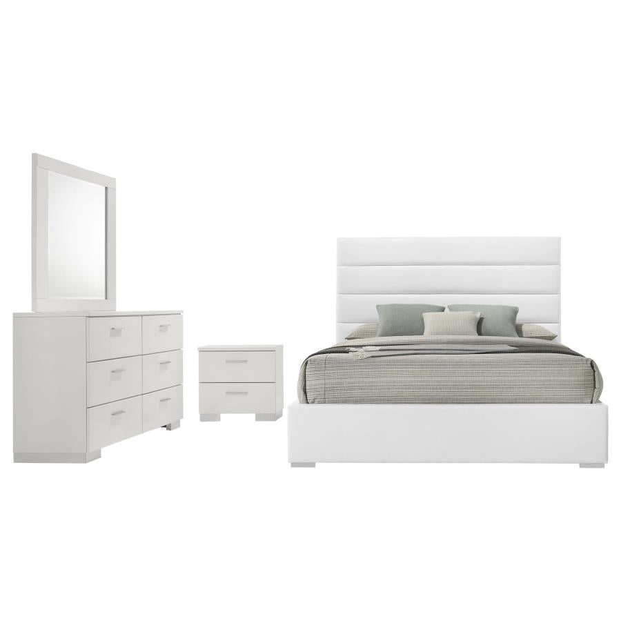 Felicity White High Gloss 4-piece Queen Bedroom Set by Coaster at Eve Furniture