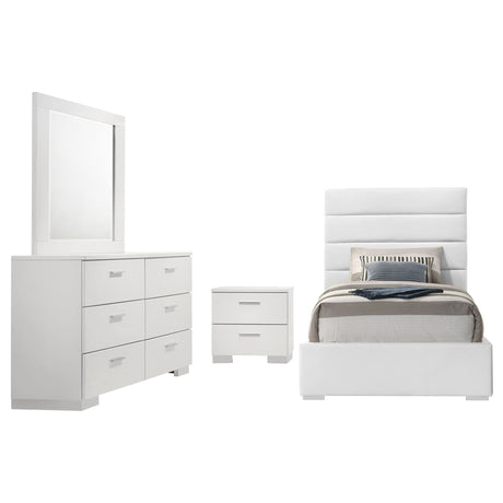 Felicity White High Gloss 4-Piece Twin Bedroom Set by Coaster at Eve Furniture