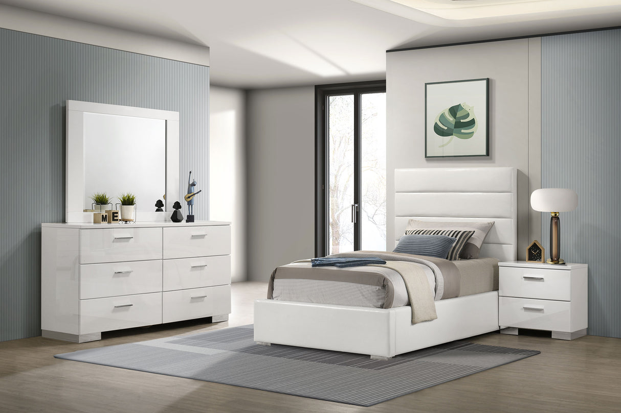 Felicity White High Gloss 4-Piece Twin Bedroom Set by Coaster at Eve Furniture