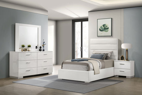 Felicity White High Gloss 4-Piece Twin Bedroom Set by Coaster at Eve Furniture